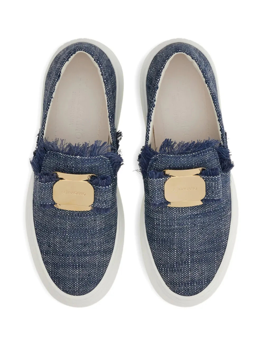 Ferragamo Buckle Frayed Slip-On