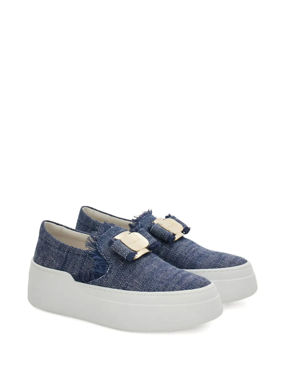 Ferragamo Buckle Frayed Slip-On