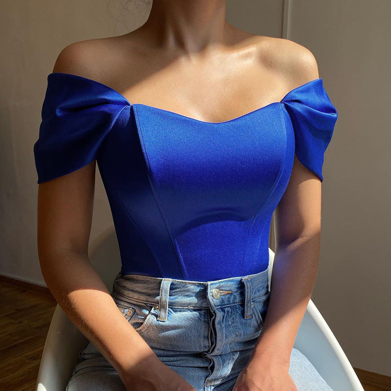 Fishbone Corset Tube Top Blue